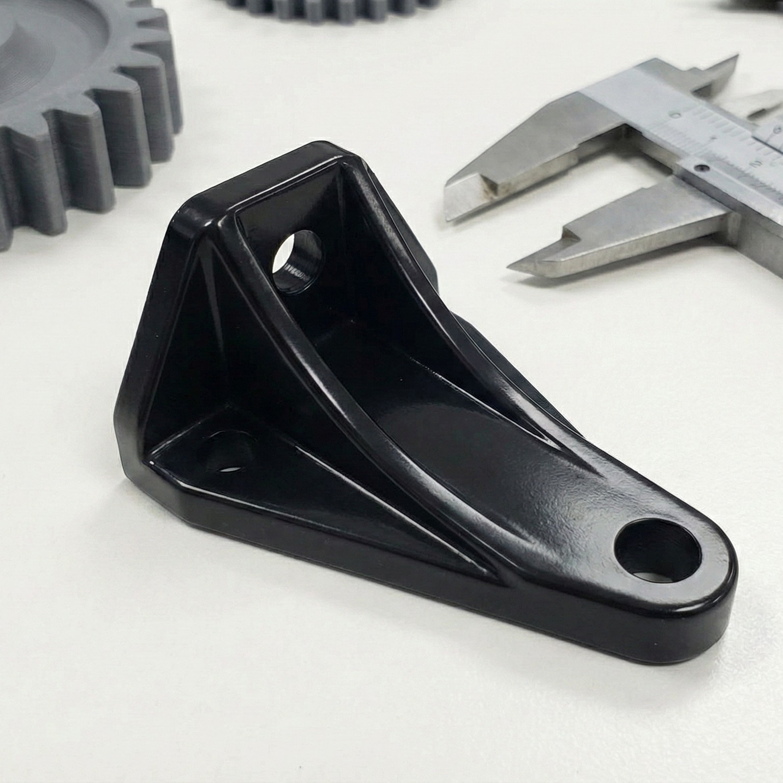 High precision mechanical component 3D printed in ABS plastic with smooth post-processed surface finish for industrial application