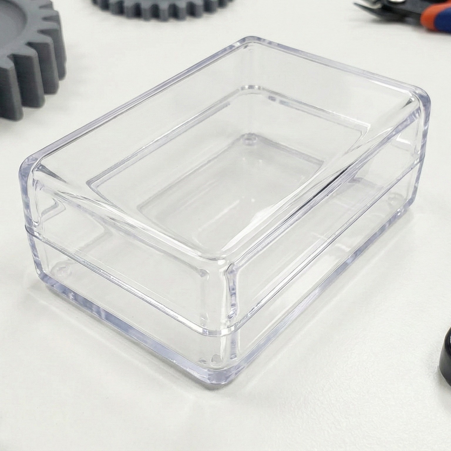 Custom designed part manufactured using PETG material, demonstrating complex geometric features and multi-color printing capabilities